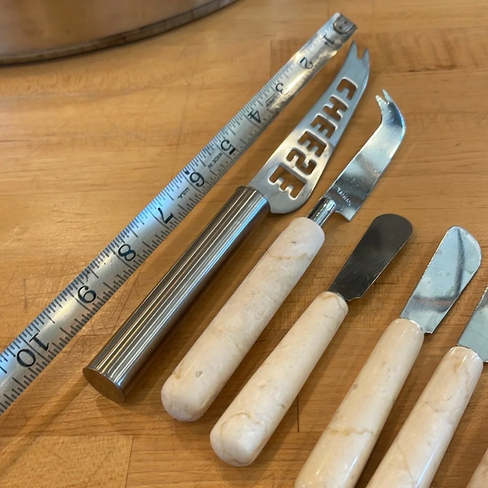 Stainless and Marble (cream) Charcuterie Spreader Crate&Barrel set